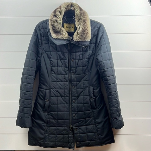 Dubarry of Ireland kenmare quilted hooded jacket size 12UK black - Picture 1 of 8